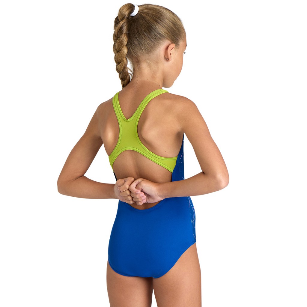 Maillot De Bain Arena Galactic Fille - Dos Sportif 1 Pièce | Résistant Chlore UPF 50+ | Polyester Recyclé
