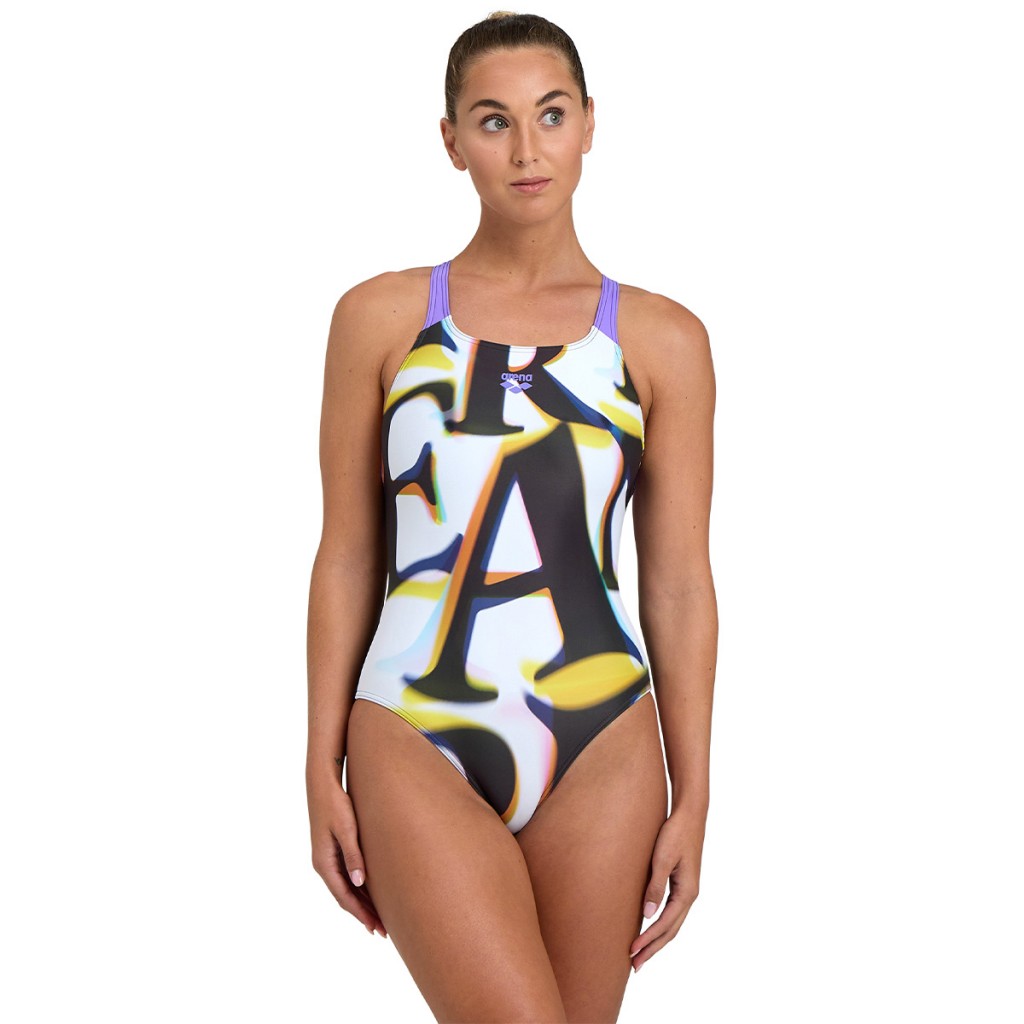Maillot De Bain 1 Pièce Arena Femme - Dos Graphique - MaxFit Eco Recyclé - UPF 50+ - Pour Natation
